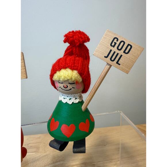 Pair of Ljungstroms Of Sweden Tomte Wooden Figures Christmas Holiday God Jul JL - Picture 3 of 12